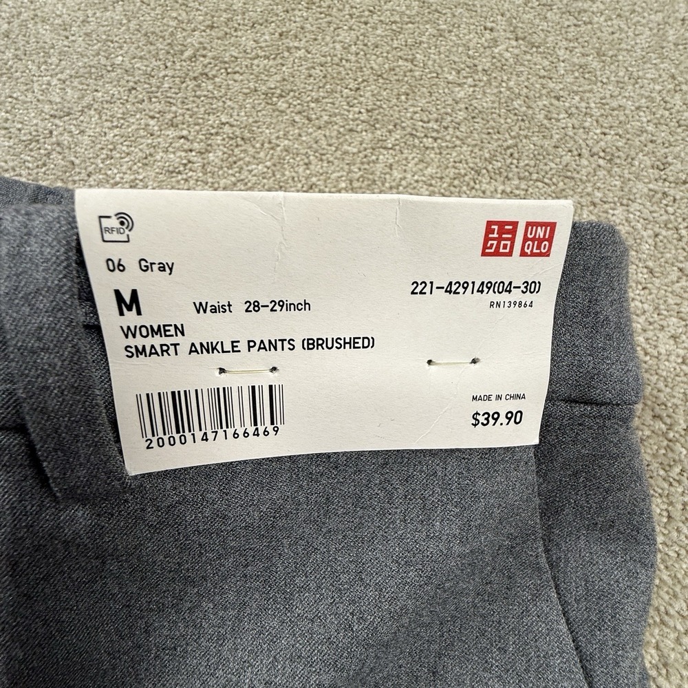 Uniqlo Smart Ankle Pants Womens Medium Gray 2 Way Stretch Relaxed Tapered New - Picture 5 of 8